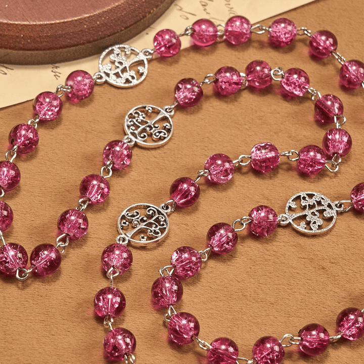 Christianartworkshop Chapelet en verre rose orné de Notre-Dame de Guadalupe : une bénédiction pleine d'amour - image 6