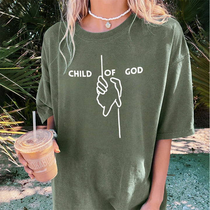 T-shirt unisexe délavé Christianartworkshop « Enfant de Dieu » : Motif croix fait main et foi éternelle - image 2