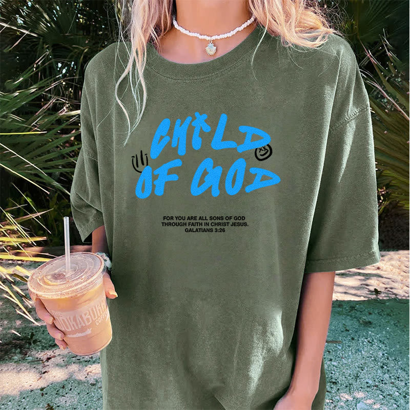 T-shirt unisexe délavé « Enfant de Dieu » style graffiti vibrant de Christianartworkshop - image 2