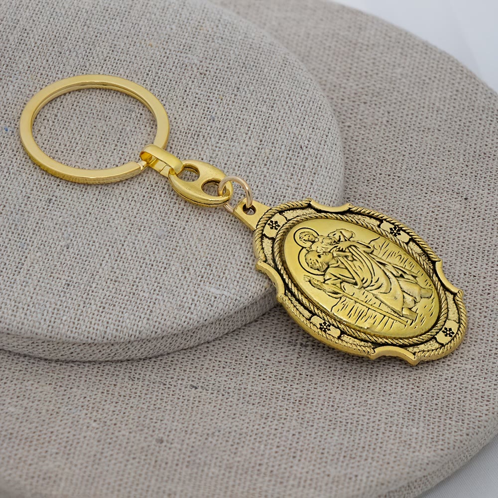 Christianartworkshop Porte-clés Saint Christophe multicolore finement sculpté : un compagnon de voyage sûr - UN - image 0