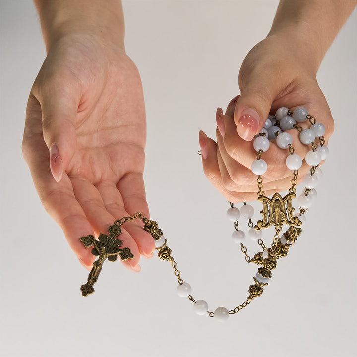 Christianartworkshop Chapelet en jade bleu clair avec accents en laiton : Votre chemin vers la communion divine - image 8