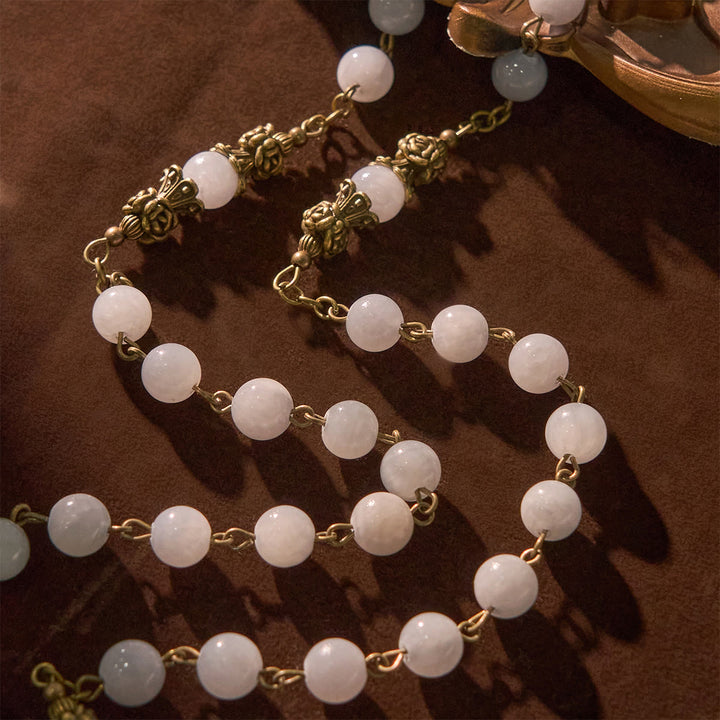 Christianartworkshop Chapelet en jade bleu clair avec accents en laiton : Votre chemin vers la communion divine - image 5