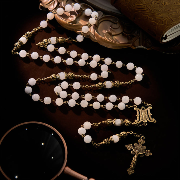 Christianartworkshop Chapelet en jade bleu clair avec accents en laiton : Votre chemin vers la communion divine - image 6