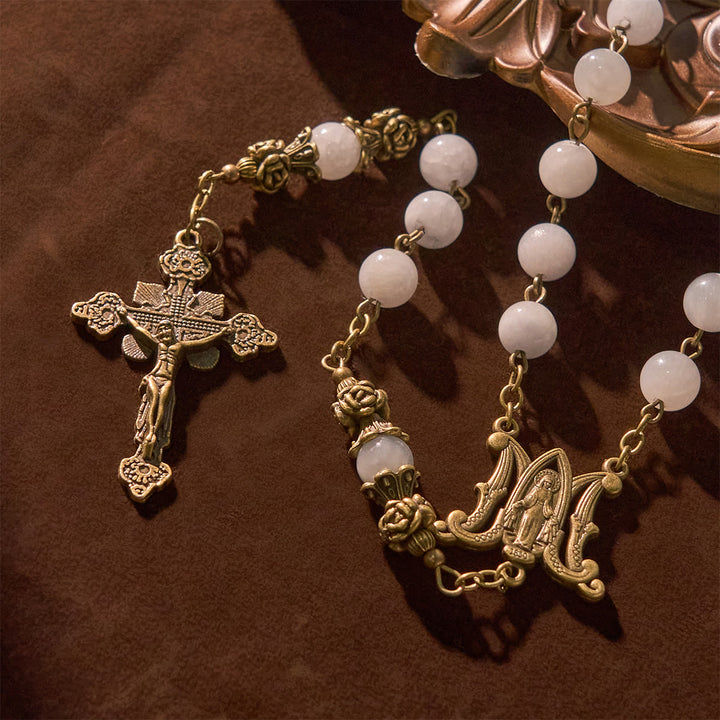 Christianartworkshop Chapelet en jade bleu clair avec accents en laiton : Votre chemin vers la communion divine - image 4