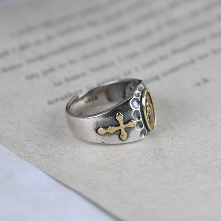 Bague religieuse Christianartworkshop en argent sterling 925, style rétro, avec insigne de bénédiction de la Vierge Marie - image 4