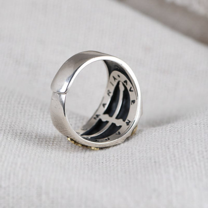 Bague religieuse Christianartworkshop en argent sterling 925, style rétro, avec insigne de bénédiction de la Vierge Marie - image 5