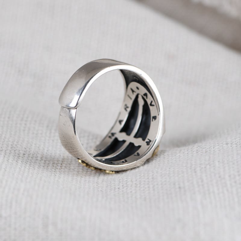 Bague religieuse Christianartworkshop en argent sterling 925, style rétro, avec insigne de bénédiction de la Vierge Marie - image 5