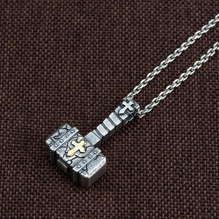 Collier Croix Marteau Sacrée en Argent 925 de Christianartworkshop : Symbole de foi robuste au charme rétro - image 1