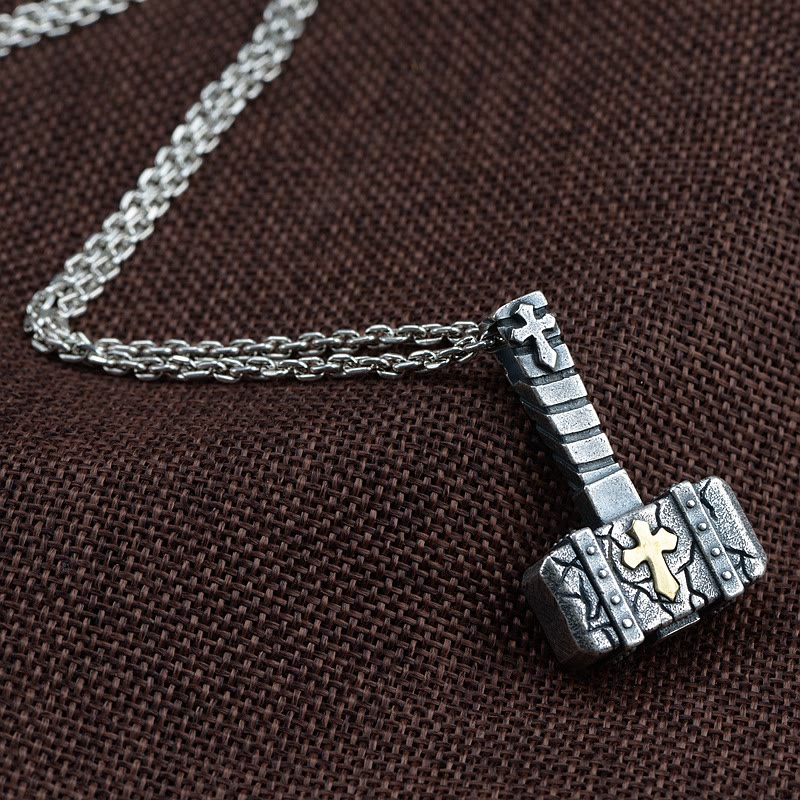 Collier Croix Marteau Sacrée en Argent 925 de Christianartworkshop : Symbole de foi robuste au charme rétro - image 3