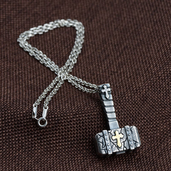Collier Croix Marteau Sacrée en Argent 925 de Christianartworkshop : Symbole de foi robuste au charme rétro - argent sterling - image 0