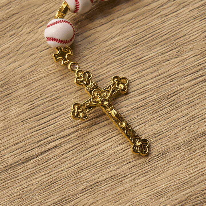 Christianartworkshop Chapelet miniature béni de baseball avec calice et crucifix dorés : alliez foi et sport - image 10