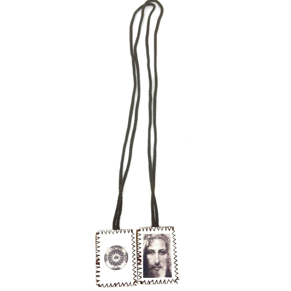 Atelier d'art chrétien : Scapulaire représentant le Saint Visage de Jésus et l'emblème sacré de la Miséricorde - image 1