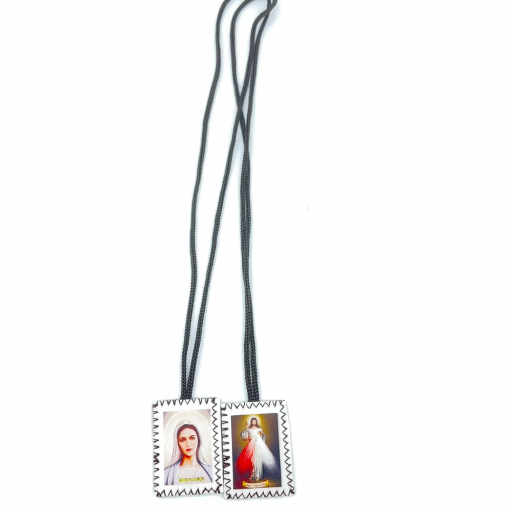 Atelier d'art chrétien Scapulaire double face du Sacré-Cœur et de la Vierge Marie : une double dévotion à Jésus et à Marie - image 1
