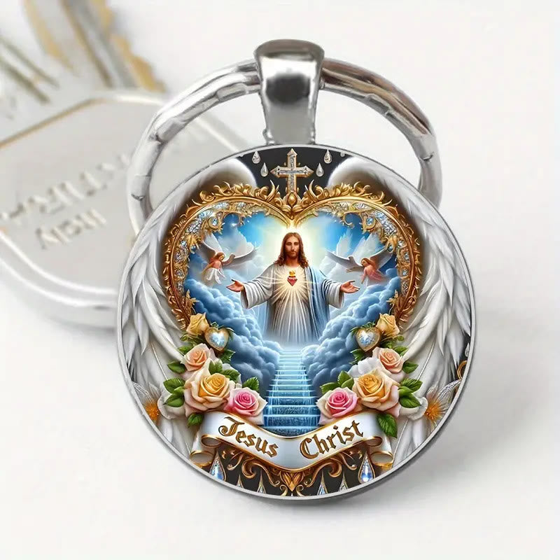 Christianartworkshop Porte-clés Jésus-Christ du Royaume Céleste Divin : Symbole de Foi et Artisanat Éthéré - image 1