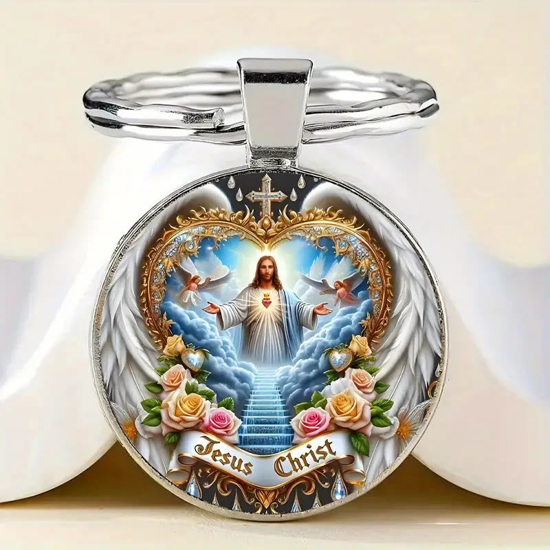 Christianartworkshop Porte-clés Jésus-Christ du Royaume Céleste Divin : Symbole de Foi et Artisanat Éthéré - Jésus-Christ - image 0