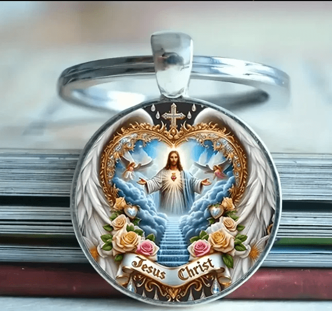 Christianartworkshop Porte-clés Jésus-Christ du Royaume Céleste Divin : Symbole de Foi et Artisanat Éthéré - image 2