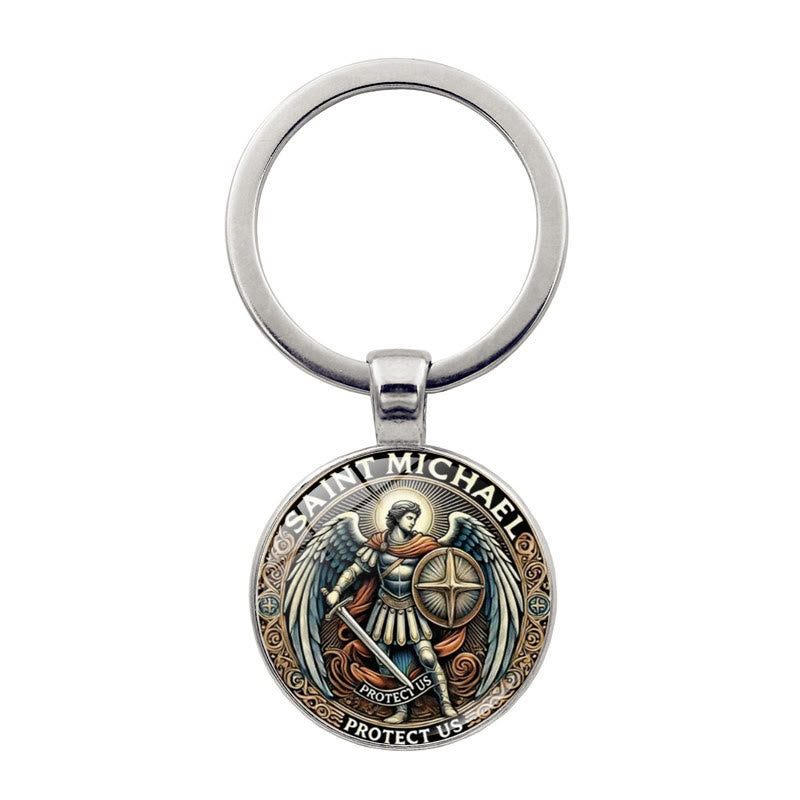 Christianartworkshop Porte-clés Saint Michel Archange, Lumière Spirituelle et Ombre : Symbole Profond de Défense Spirituelle - Argent - image 0