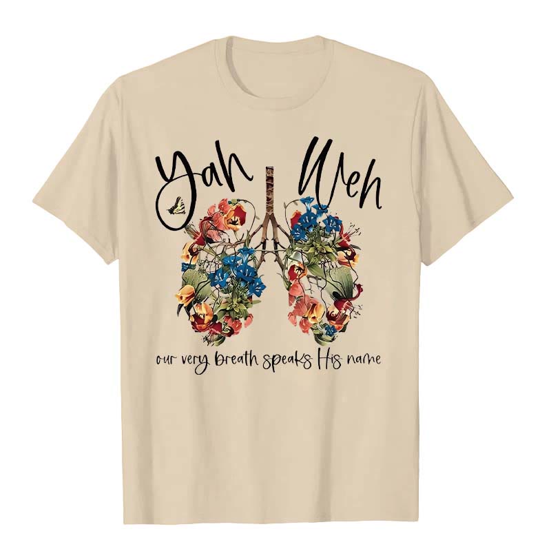 Christianartworkshop Notre souffle même prononce son nom T-shirt unisexe à motif floral Poumon Yahvé - Beige - 2XL - image 2