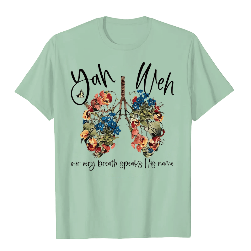 Christianartworkshop Notre souffle même prononce son nom T-shirt unisexe à motif floral Poumon Yahvé - Vert clair - 2XL - image 3