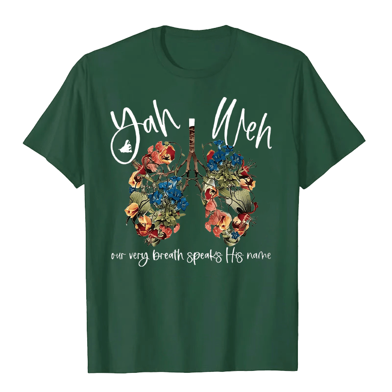Christianartworkshop Notre souffle même prononce son nom T-shirt unisexe à motif floral Poumon Yahvé - Vert foncé - 2XL - image 7