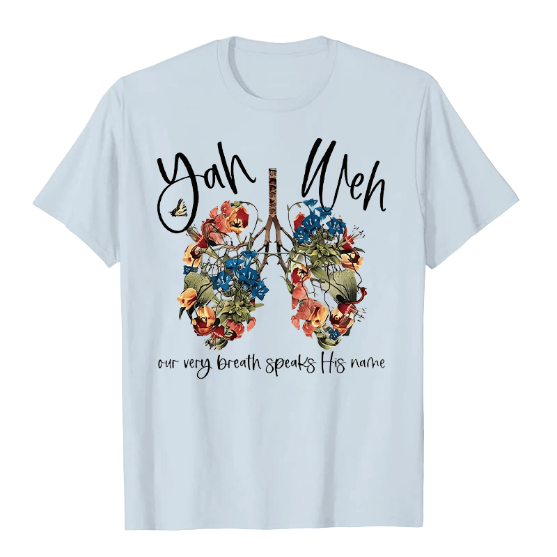 Christianartworkshop Notre souffle même prononce son nom T-shirt unisexe à motif floral Poumon Yahvé - Bleu - 2XL - image 0