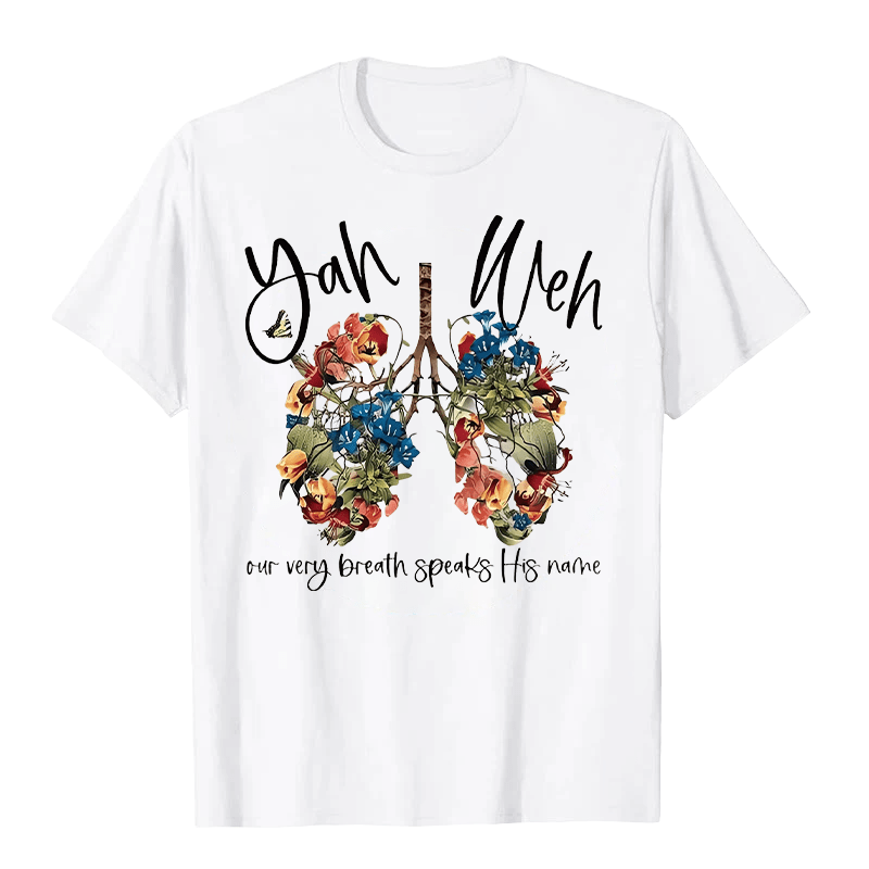 Christianartworkshop Notre souffle même prononce son nom T-shirt unisexe à motif floral Poumon Yahvé - Blanc - 2XL - image 1