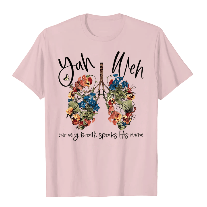 Christianartworkshop Notre souffle même prononce son nom T-shirt unisexe à motif floral Poumon Yahvé - Rose - 2XL - image 5