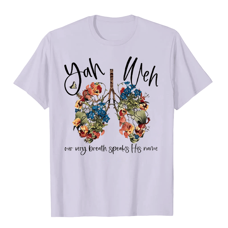 Christianartworkshop Notre souffle même prononce son nom T-shirt unisexe à motif floral Poumon Yahvé - Violet - 2XL - image 4
