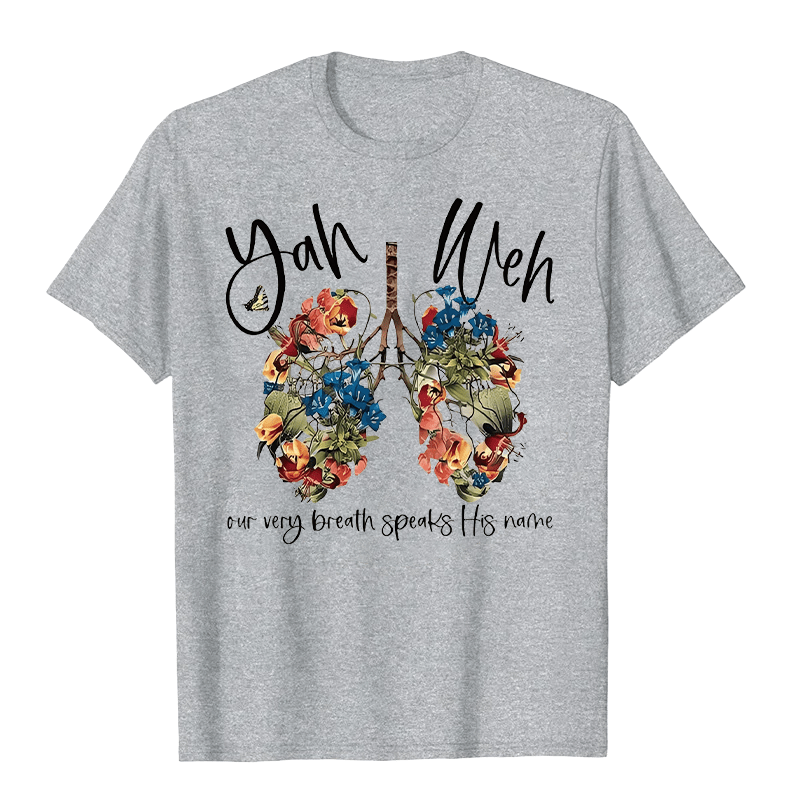 Christianartworkshop Notre souffle même prononce son nom T-shirt unisexe à motif floral Poumon Yahvé - Gris - 2XL - image 6