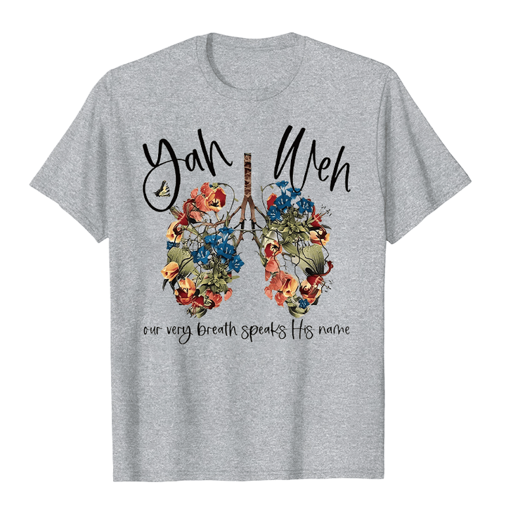 Christianartworkshop Notre souffle même prononce son nom T-shirt unisexe à motif floral Poumon Yahvé - Gris - 2XL - image 6