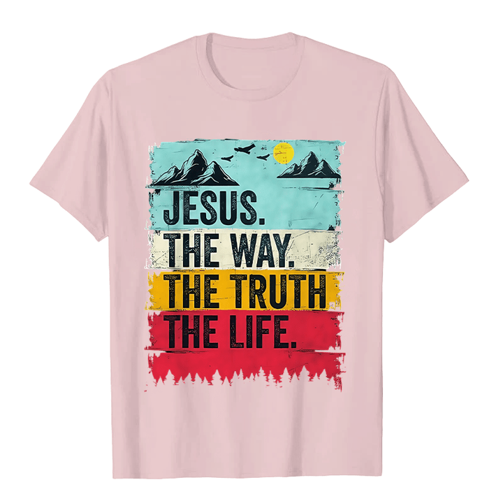 T-shirt unisexe Christianartworkshop Jésus le chemin, la vérité, la vie - Rose clair - 2XL - image 3