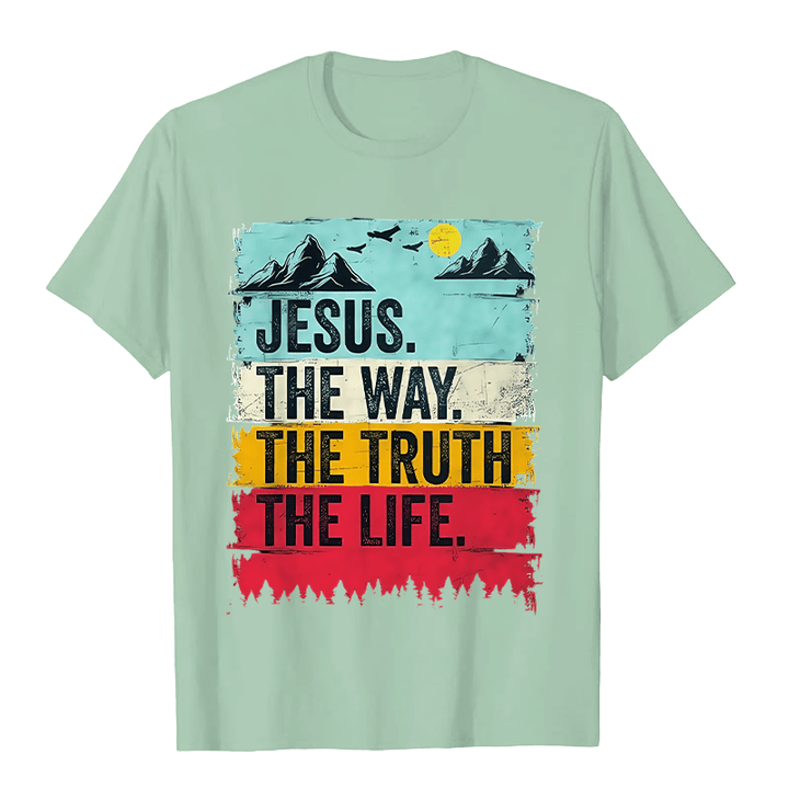T-shirt unisexe Christianartworkshop Jésus le chemin, la vérité, la vie - Vert clair - 2XL - image 6
