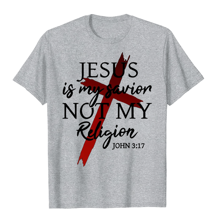 T-shirt unisexe Christianartworkshop « Jésus est mon sauveur, pas ma religion » avec croix et motif de foi en Dieu - Gris - 2XL - image 7