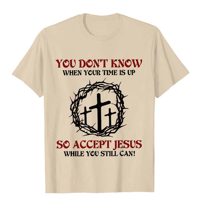 T-shirt unisexe Christianartworkshop Avertissement religieux Acceptez Jésus Couronne d'épines Croix - Beige - 2XL - image 3