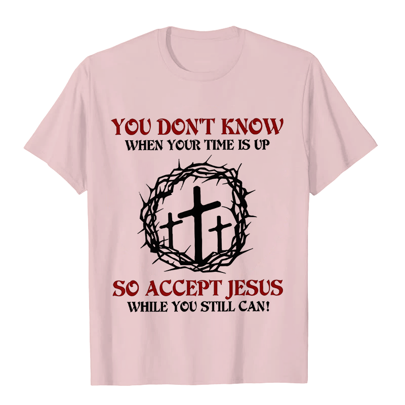 T-shirt unisexe Christianartworkshop Avertissement religieux Acceptez Jésus Couronne d'épines Croix - Rose clair - 2XL - image 5