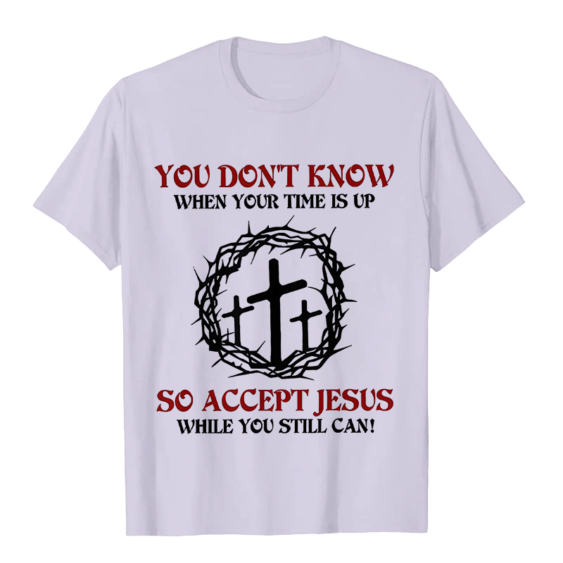 T-shirt unisexe Christianartworkshop Avertissement religieux Acceptez Jésus Couronne d'épines Croix - Violet clair - 2XL - image 4