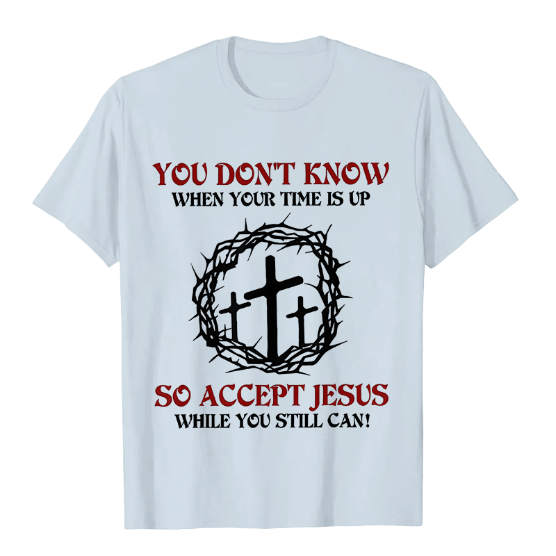 T-shirt unisexe Christianartworkshop Avertissement religieux Acceptez Jésus Couronne d'épines Croix - Bleu clair - 2XL - image 0