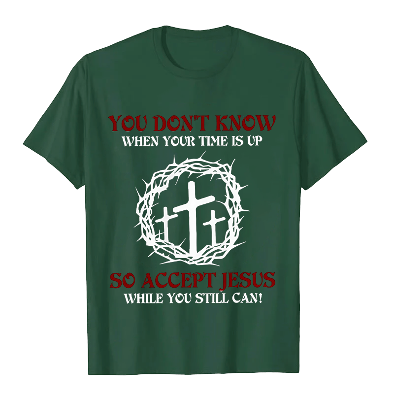 T-shirt unisexe Christianartworkshop Avertissement religieux Acceptez Jésus Couronne d'épines Croix - Vert foncé - 2XL - image 7
