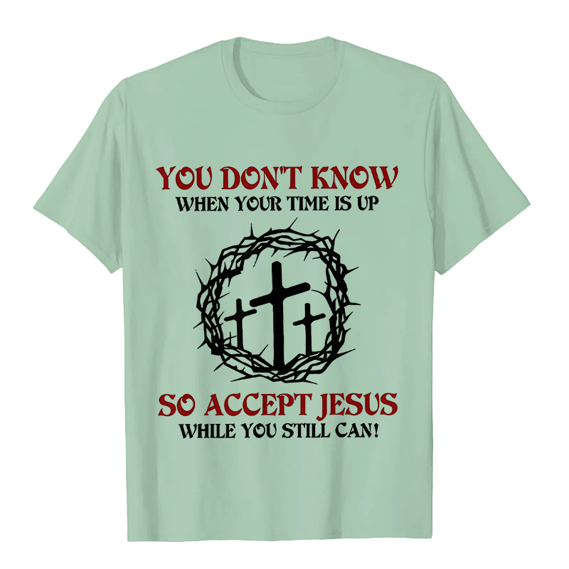 T-shirt unisexe Christianartworkshop Avertissement religieux Acceptez Jésus Couronne d'épines Croix - Vert clair - 2XL - image 6