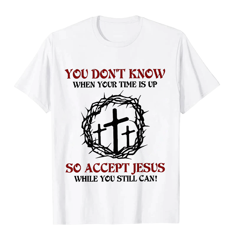 T-shirt unisexe Christianartworkshop Avertissement religieux Acceptez Jésus Couronne d'épines Croix - Blanc - 2XL - image 1