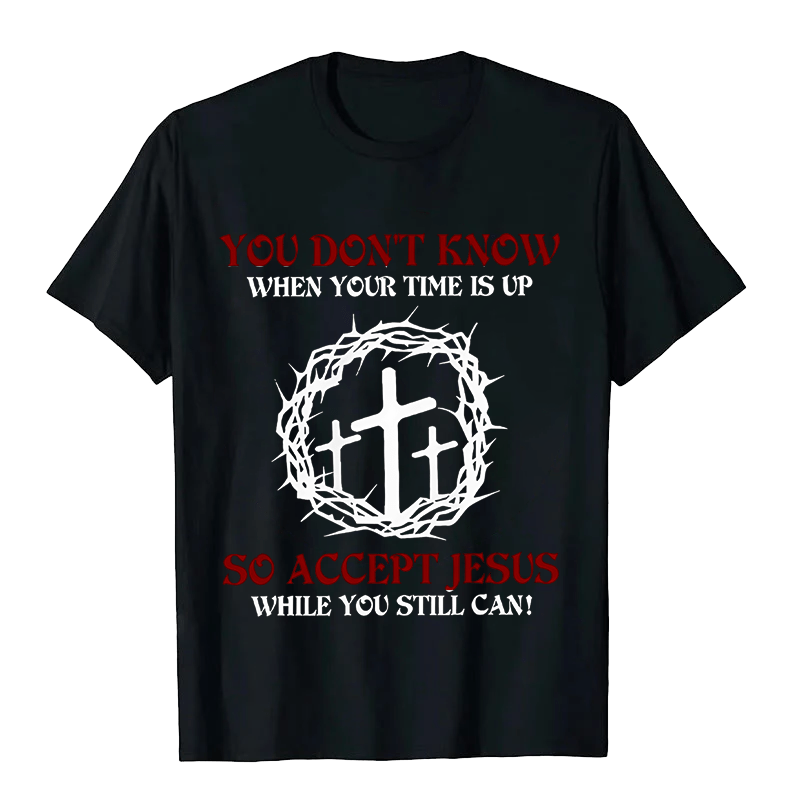 T-shirt unisexe Christianartworkshop Avertissement religieux Acceptez Jésus Couronne d'épines Croix - Noir - 2XL - image 8