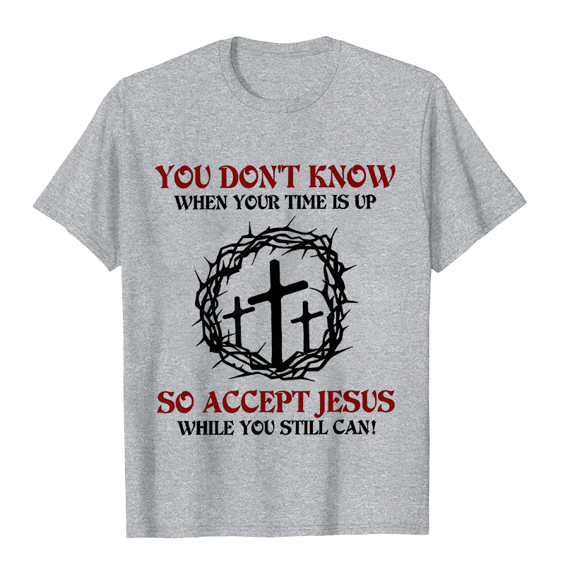 T-shirt unisexe Christianartworkshop Avertissement religieux Acceptez Jésus Couronne d'épines Croix - Gris - 2XL - image 2