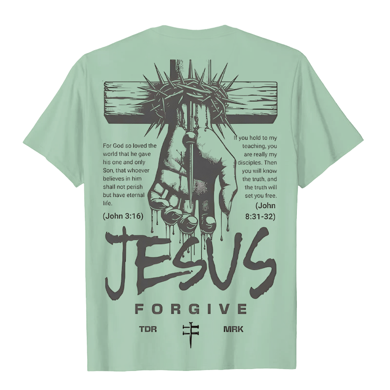 T-shirt unisexe Christianartworkshop, motif religieux Jésus Pardonne Couronne d'épines et Croix - image 15