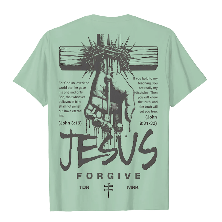 T-shirt unisexe Christianartworkshop, motif religieux Jésus Pardonne Couronne d'épines et Croix - image 15