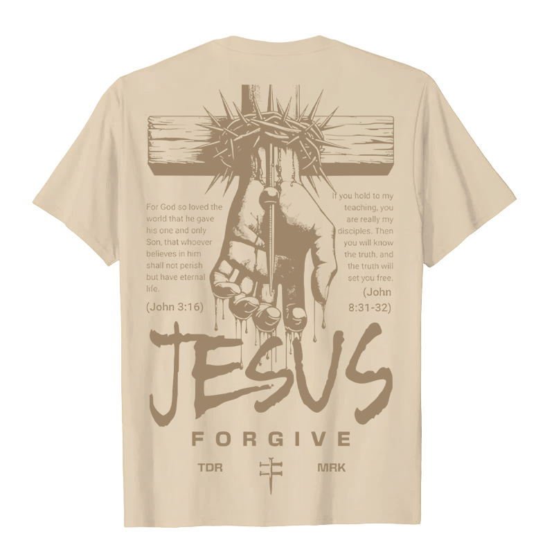 T-shirt unisexe Christianartworkshop, motif religieux Jésus Pardonne Couronne d'épines et Croix - image 3