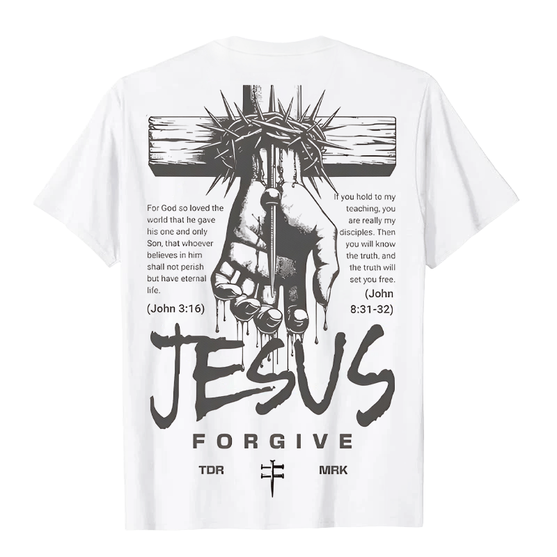 T-shirt unisexe Christianartworkshop, motif religieux Jésus Pardonne Couronne d'épines et Croix - image 6