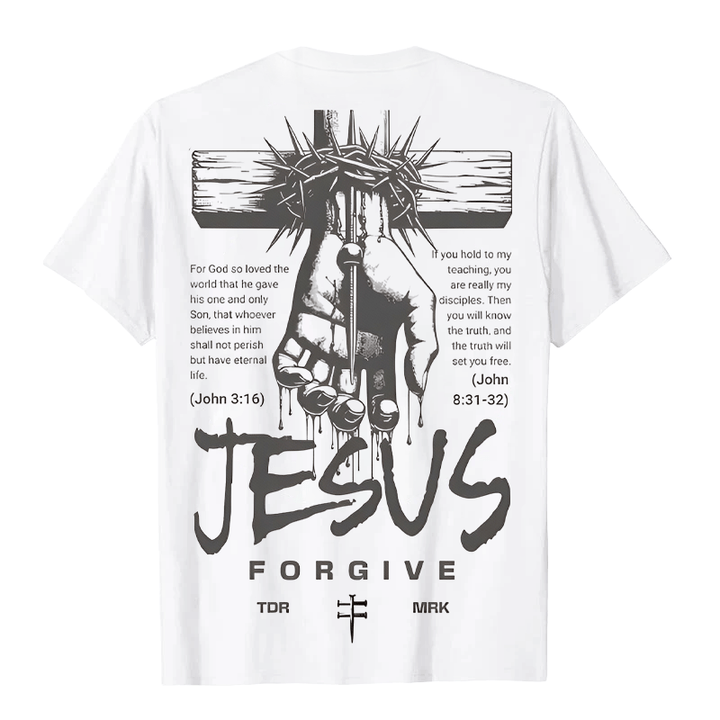 T-shirt unisexe Christianartworkshop, motif religieux Jésus Pardonne Couronne d'épines et Croix - image 6