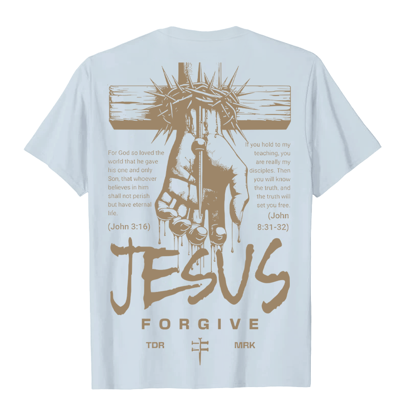 T-shirt unisexe Christianartworkshop, motif religieux Jésus Pardonne Couronne d'épines et Croix - image 0