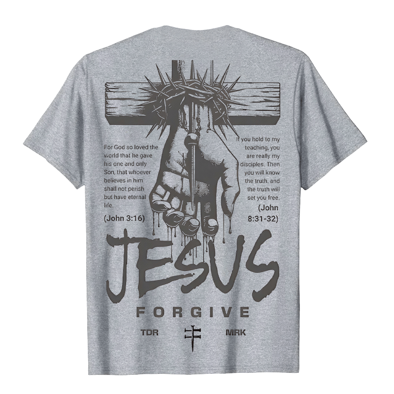 T-shirt unisexe Christianartworkshop, motif religieux Jésus Pardonne Couronne d'épines et Croix - image 12