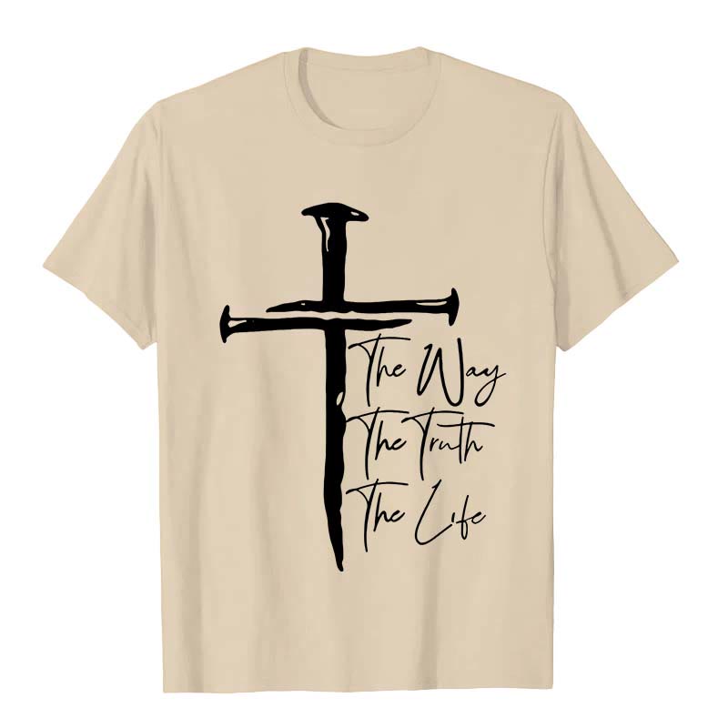 T-shirt unisexe Christianartworkshop - Croix noire inspirée par la foi : Le chemin, la vérité, la vie - Beige - 2XL - image 5